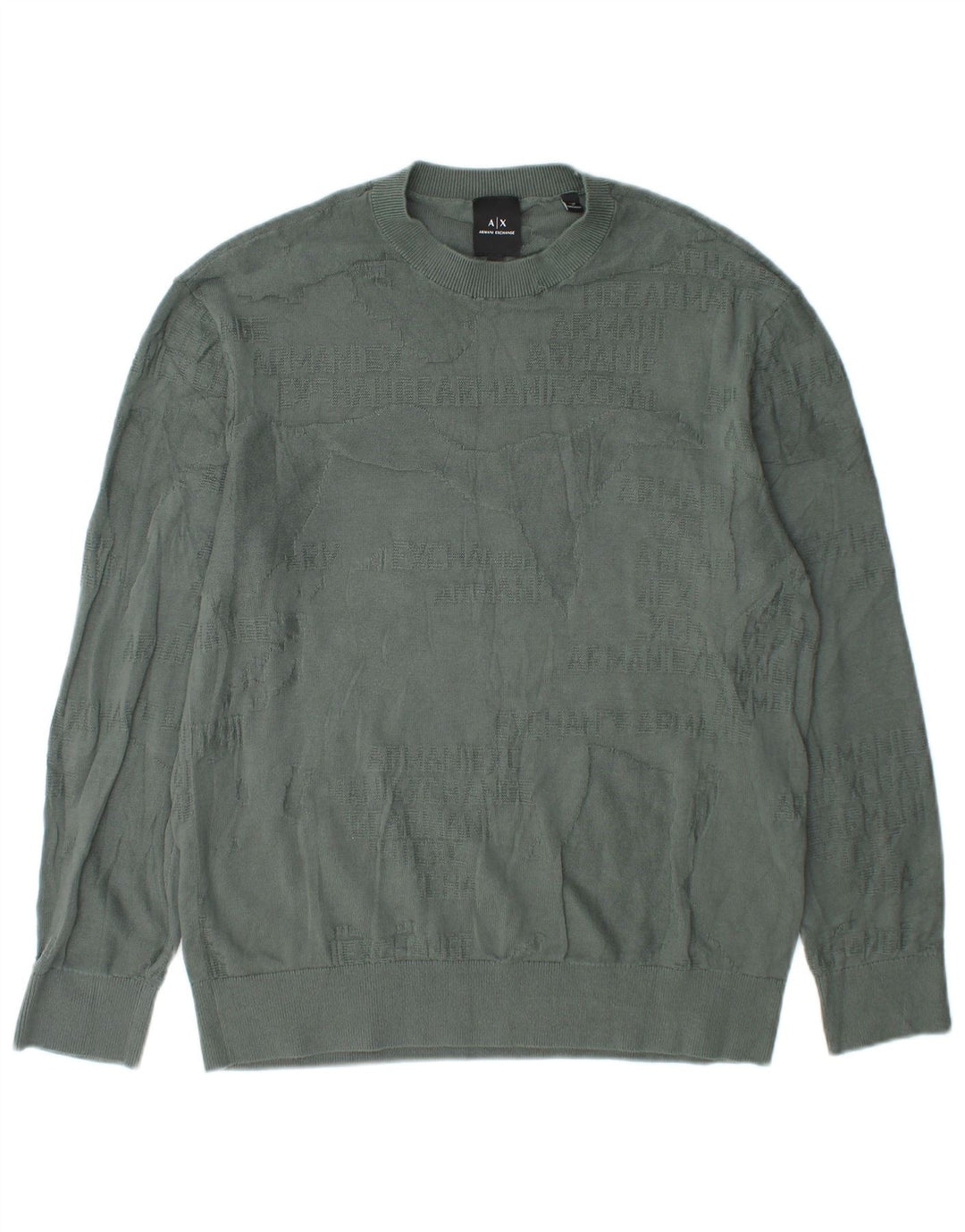 Armani Exchange Herren-Pullover mit Rundhalsausschnitt, Größe S, grüne Baumwolle