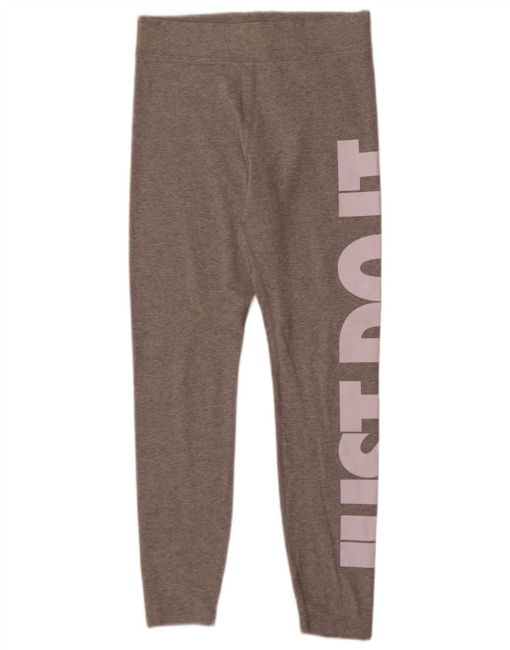 Nike Womens Graphic Leggings UK 12 Mittelgraue Baumwolle