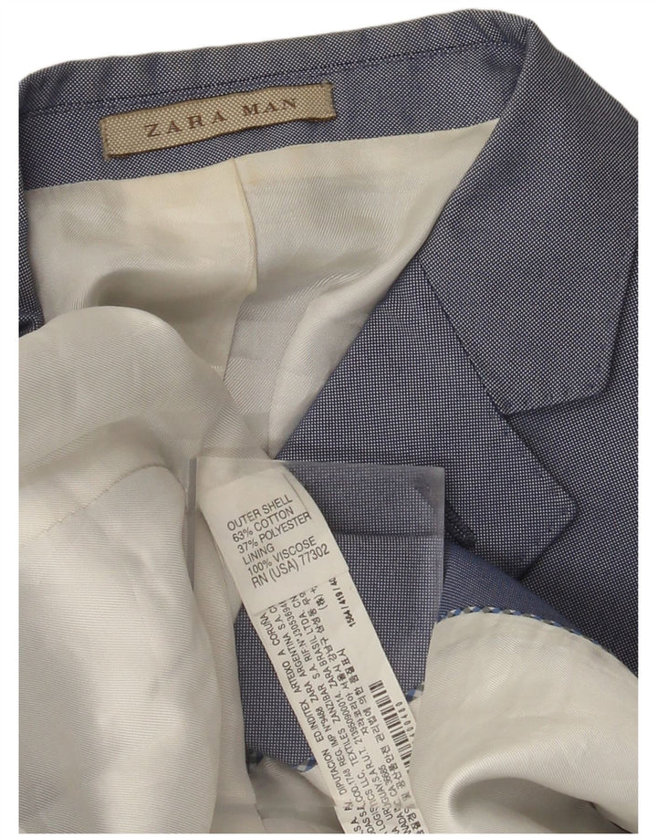 Zara Herren-Blazer mit 2 Knöpfen, Gr. 36, Größe S, Blau, Baumwolle