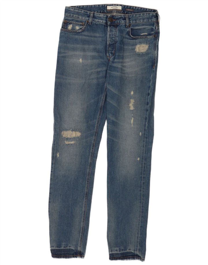 Fat Face Herren Distressed Slim Jeans W32 L33 Blaue Baumwolle