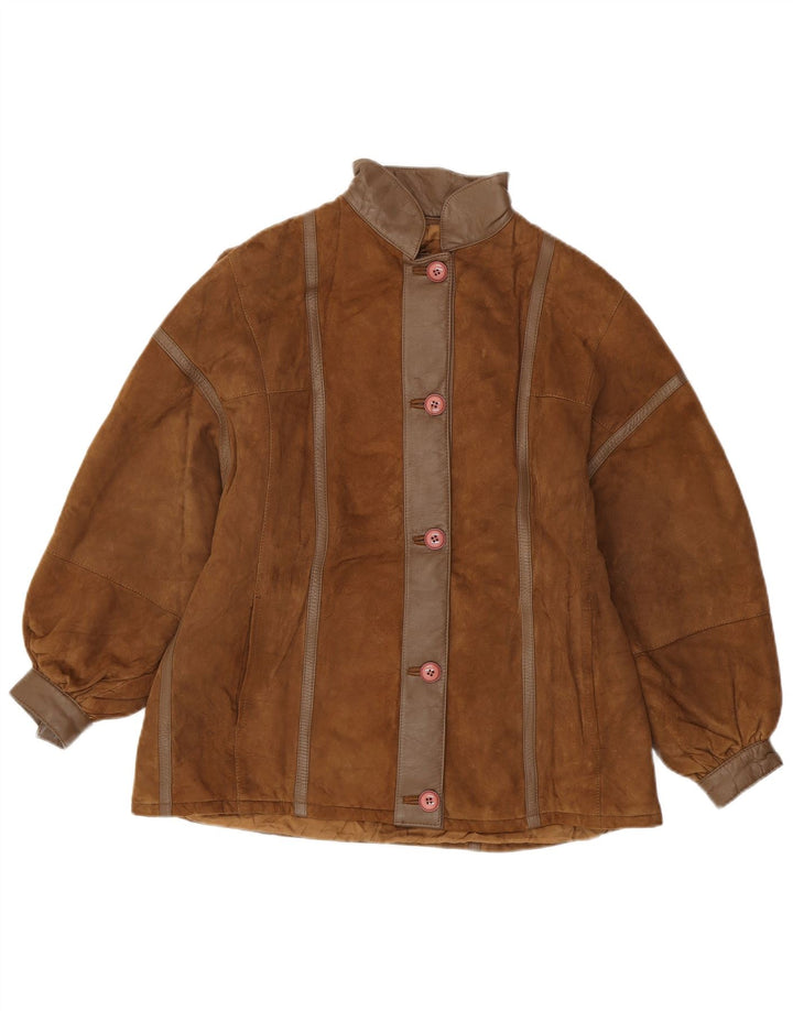 Vintage Damen Übergroße Wildlederjacke IT 42 Mittelbraun