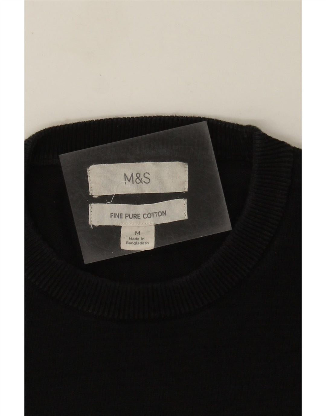 Marks & Spencer Damen-Pullover mit Rundhalsausschnitt, mittelschwarze Baumwolle