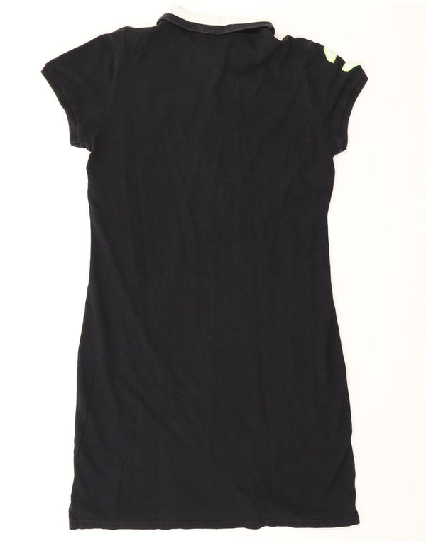 U.S. Polo Assn. Grafisches Damen-Polokleid, Größe 44, groß, Schwarz, Farbblock