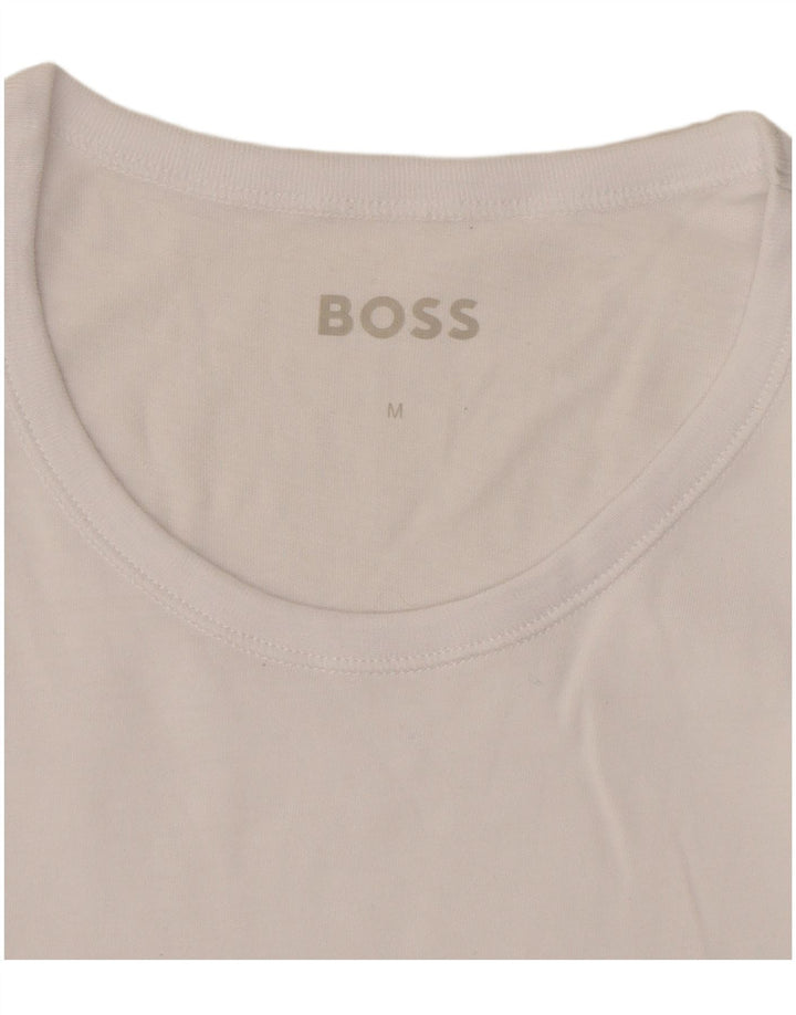 Hugo Boss Herren T-Shirt Top aus mittelweißer Baumwolle