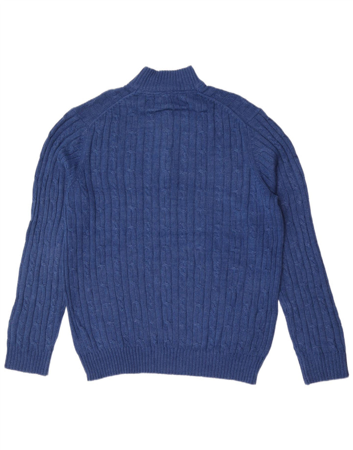 Izod Herren-Pullover mit Reißverschluss am Hals, groß, aus blauer Baumwolle