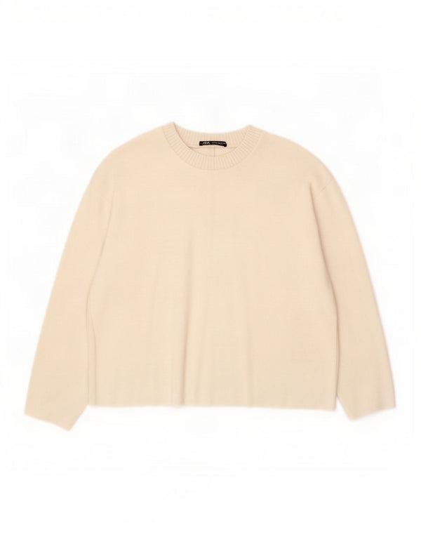 Zara Damen Top Langarm UK 16 Large Off White