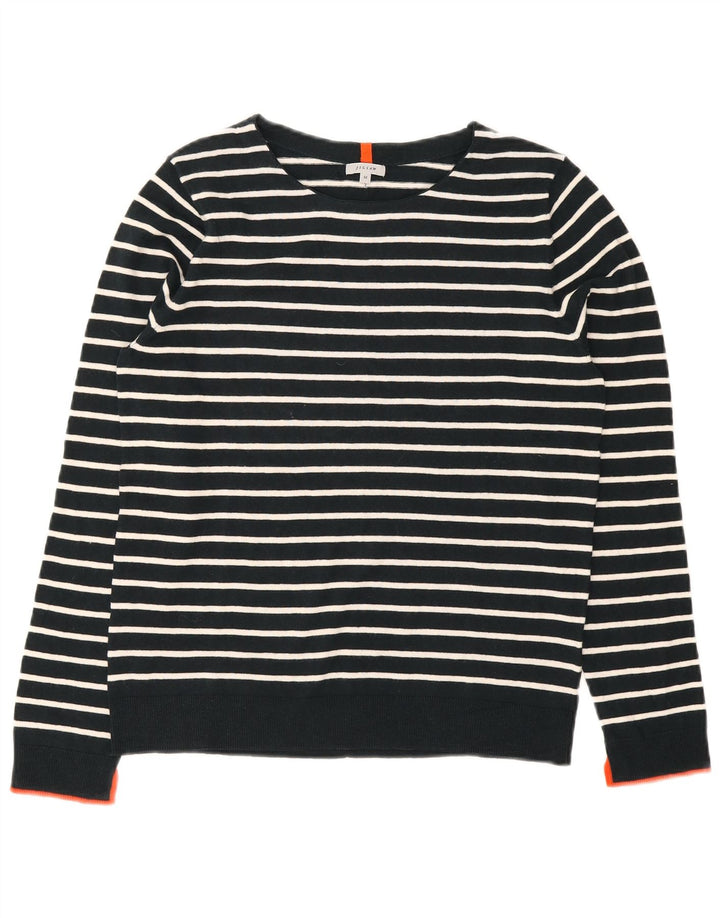 Jigsaw Damen-Pullover mit U-Boot-Ausschnitt, Gr. 14, mittelmarineblau gestreift