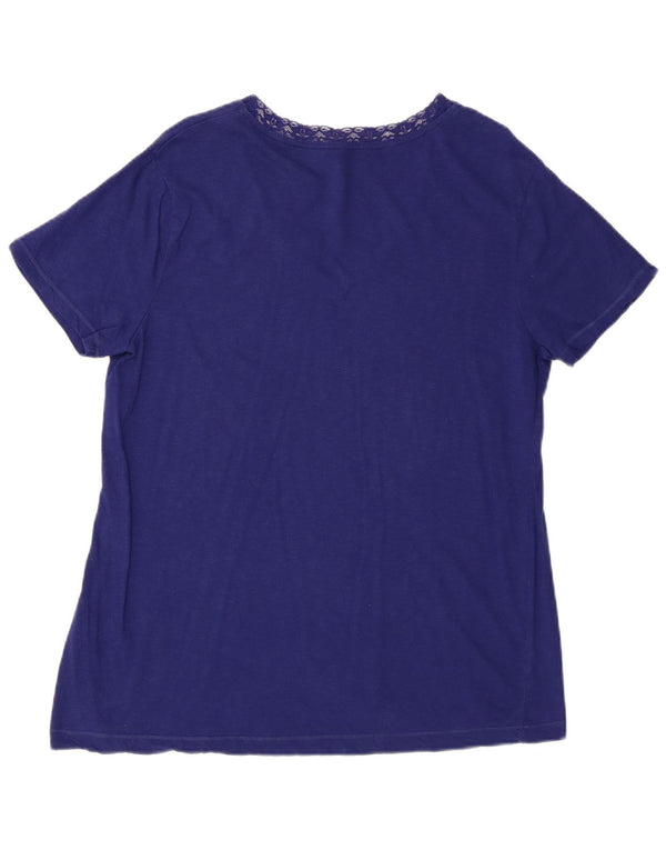 Eddie Bauer Damen T-Shirt Top UK 18 XL Lila Baumwolle