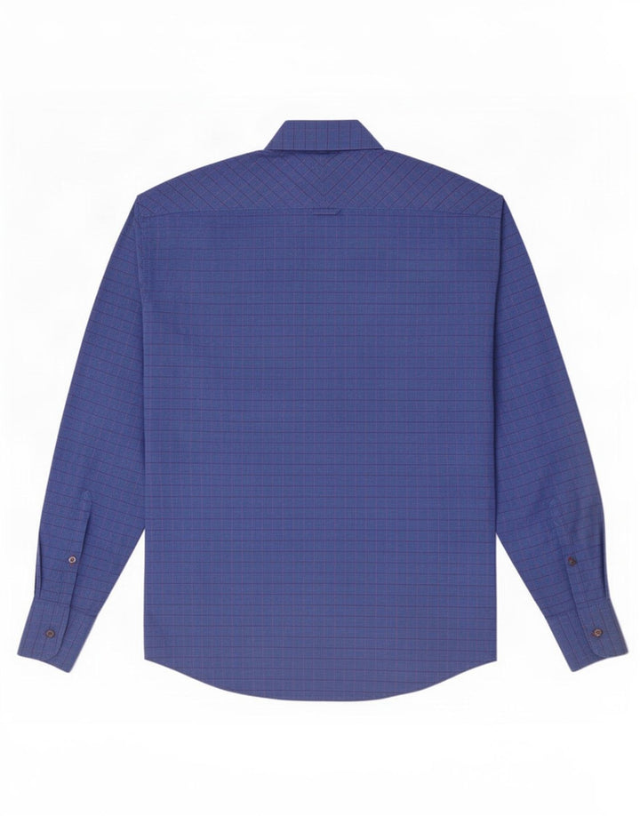 Ben Sherman Herrenhemd aus mittelblau karierter Baumwolle
