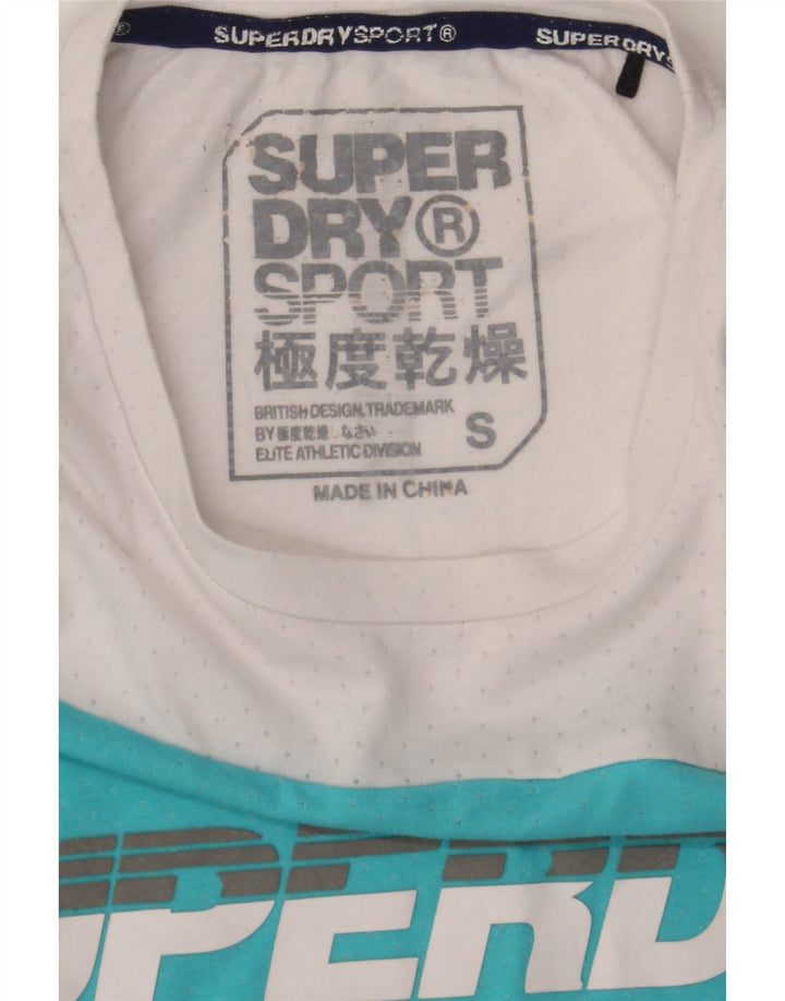 SUPERDRY Mens Graphic T-Shirt Top Small White Colourblock Polyester Vintage Superdry and Second-Hand Superdry from Messina Hembry 