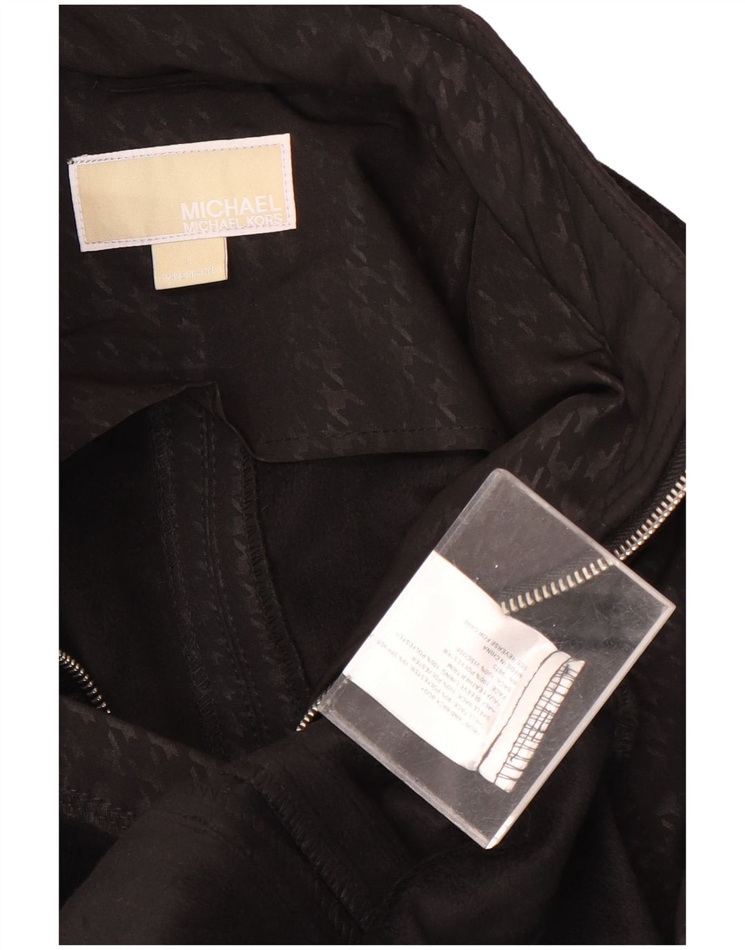 Michael Kors Damen Militärjacke UK 16 Large Schwarzer Hahnentritt-Polyester