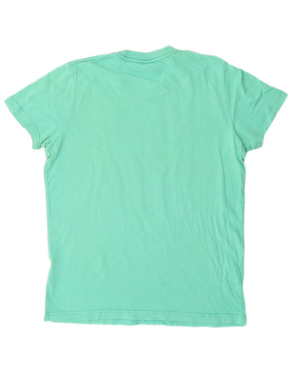 Hollister Herren Hawaii Graphic T-Shirt Top Small Türkis Baumwolle