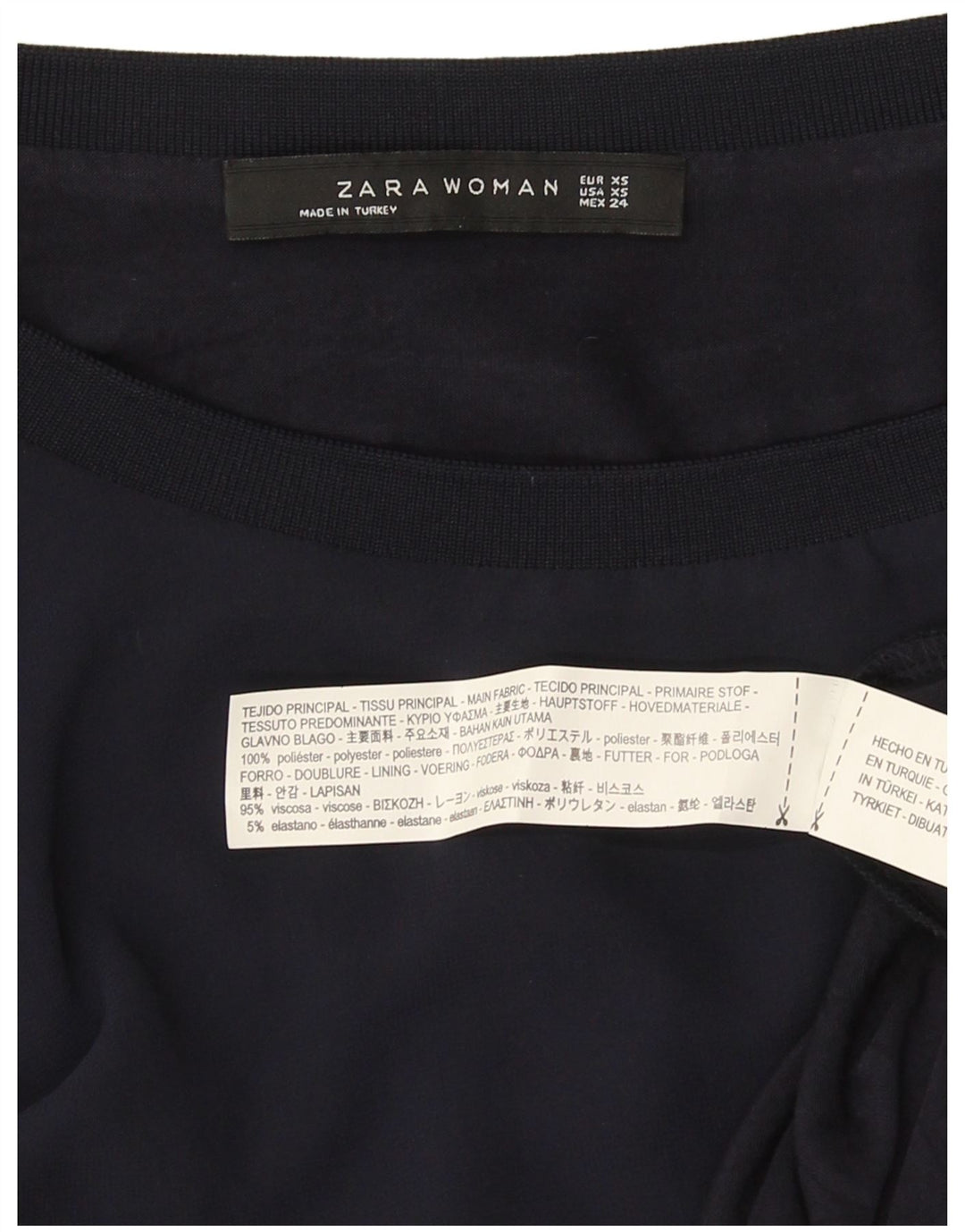 Zara Damen-Blusenoberteil in Übergröße, Gr. 6, XS, marineblaue Viskose