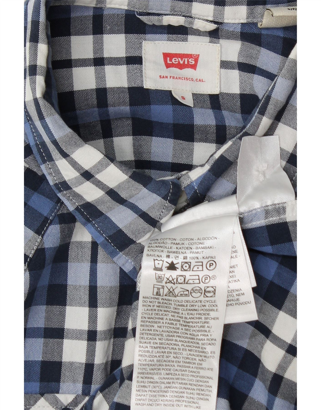 Levi's Herrenhemd, klein, blau kariert, Baumwolle