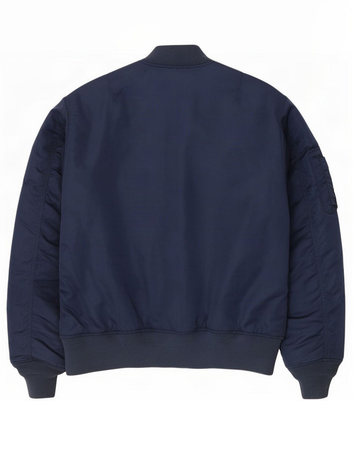 Pull & Bear Herren-Bomberjacke, UK 38, mittleres Marineblau, Farbblock