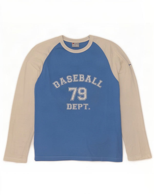 Champion Herren Grafik-Oberteil, langärmelig, groß, Blau, Colourblock-Baumwolle