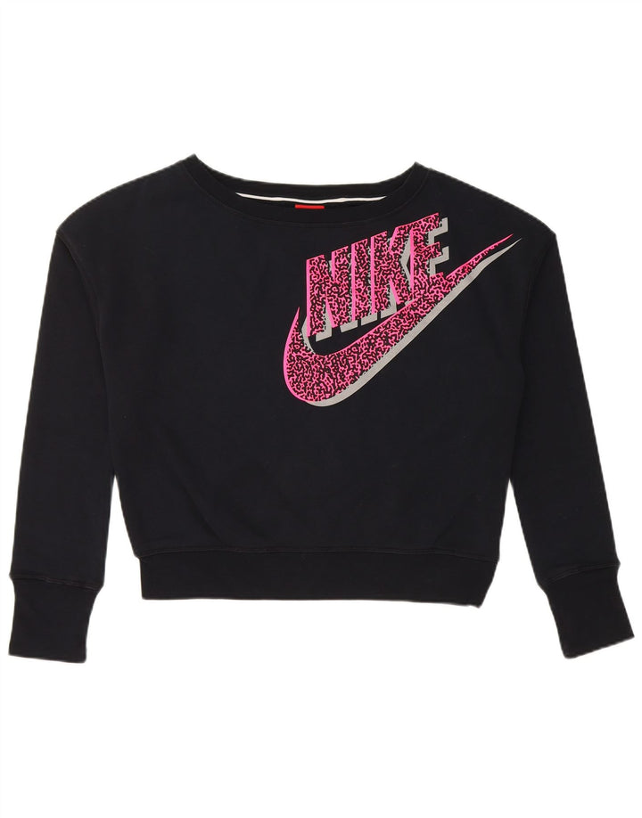 NIKE Crop Graphic Sweatshirt für Mädchen, 13–14 Jahre, XL, schwarze Baumwolle