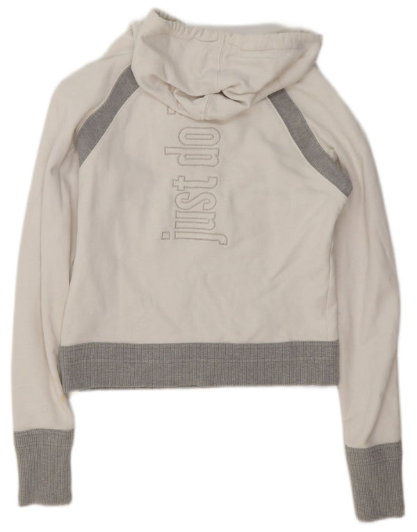 Nike Damen Crop Graphic Hoodie Pullover UK 10/12 Mittelweiß Farbblock