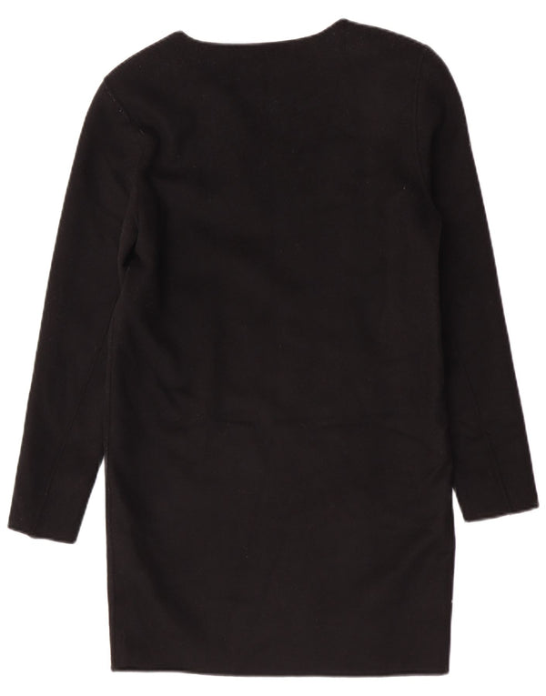 Massimo Dutti Damen Langarm-Übergroßes Pulloverkleid UK 6 XS Schwarze Wolle