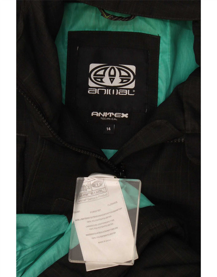 Animal Damen-Windbreakerjacke mit Kapuze, Gr. 44, groß, schwarz kariert, Polyester
