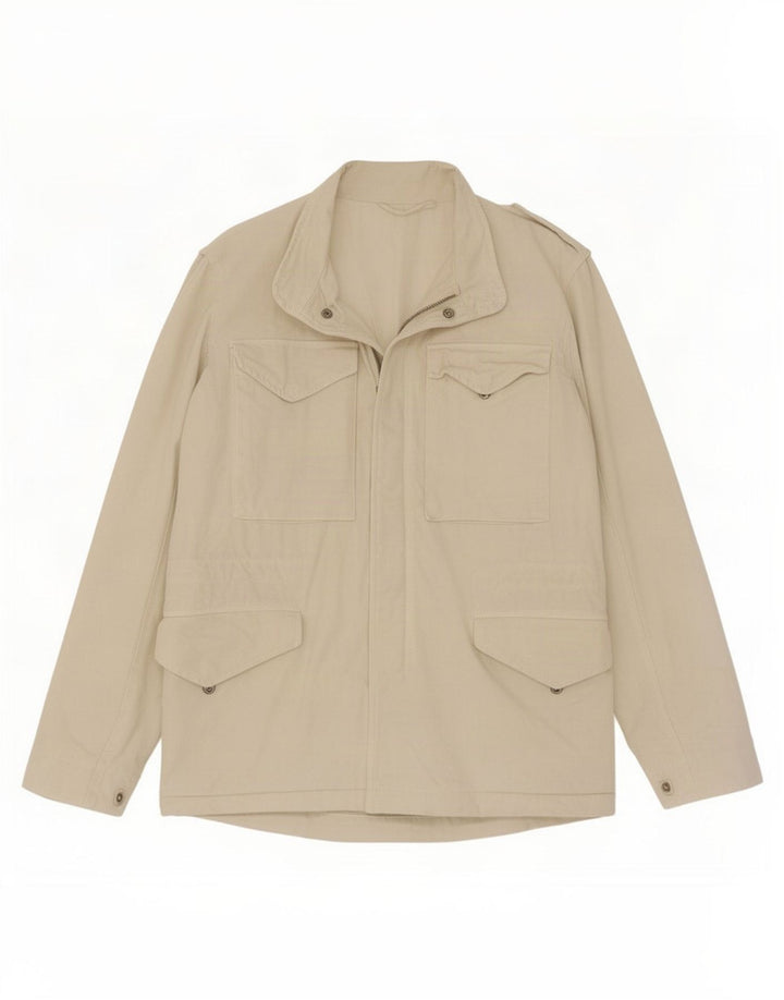 Zara Herren Utility Jacke UK 36 Small Beige Baumwolle