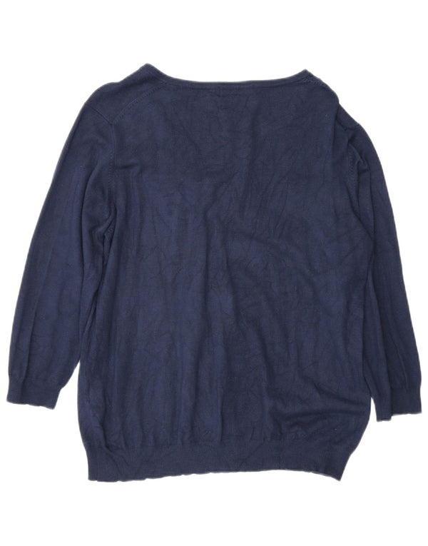 Marks & Spencer Damen-Pullover mit V-Ausschnitt, UK 18, XL, Marineblau, Viskose