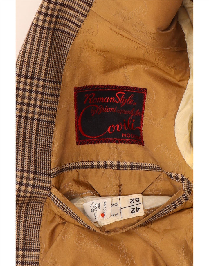 Vintage Herren 2-Knopf-Blazerjacke UK 42 XL Braun karierte Wolle