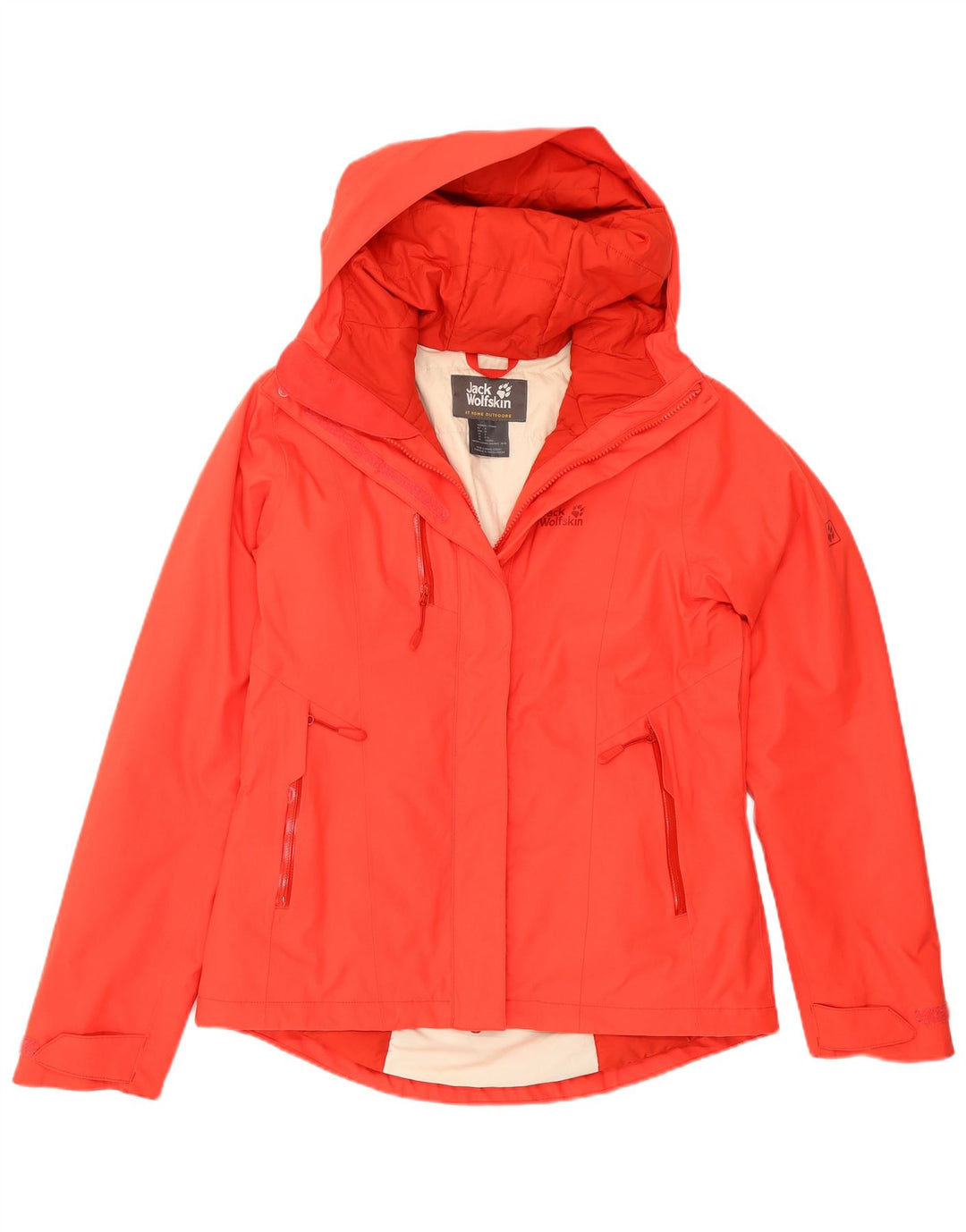 Jack Wolfskin Womens Hooded Oversized Rain Jacket UK 8/10 Small Rot