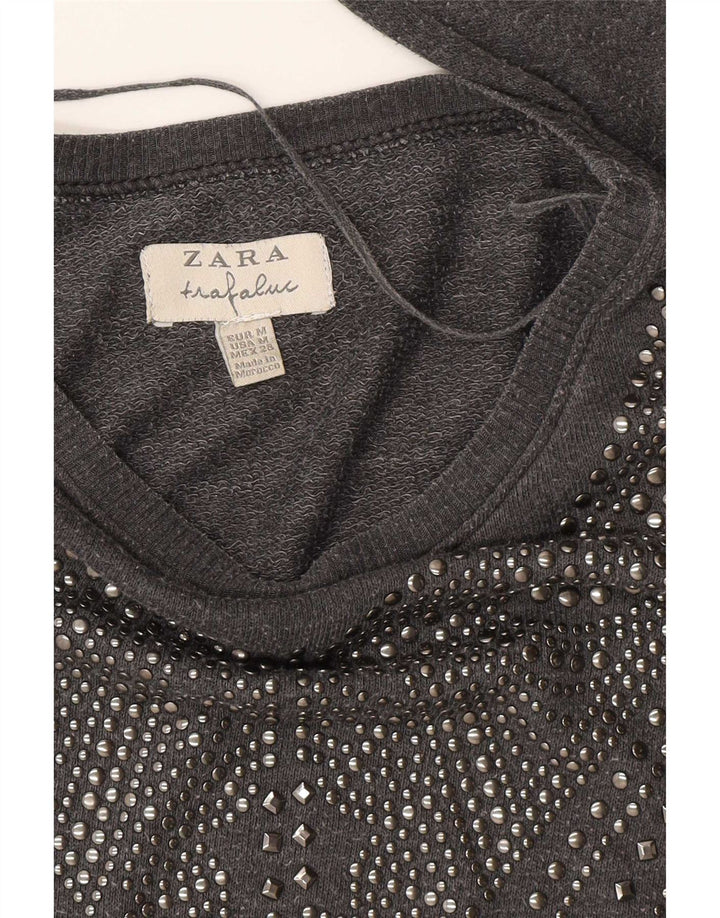 Zara Damen Trafaluc Sweatshirt Pullover UK 14 Mittelgrau
