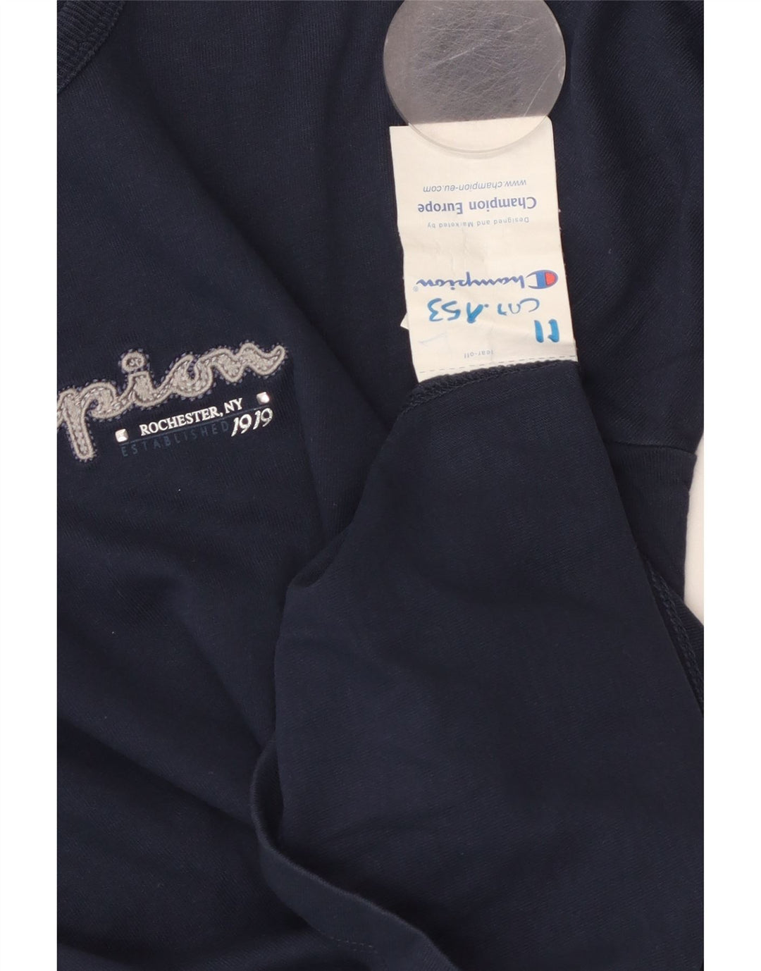 CHAMPION Damen Top Langarm UK 8 Small Marineblau Baumwolle