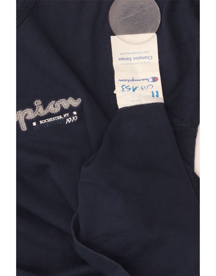 CHAMPION Damen Top Langarm UK 8 Small Marineblau Baumwolle