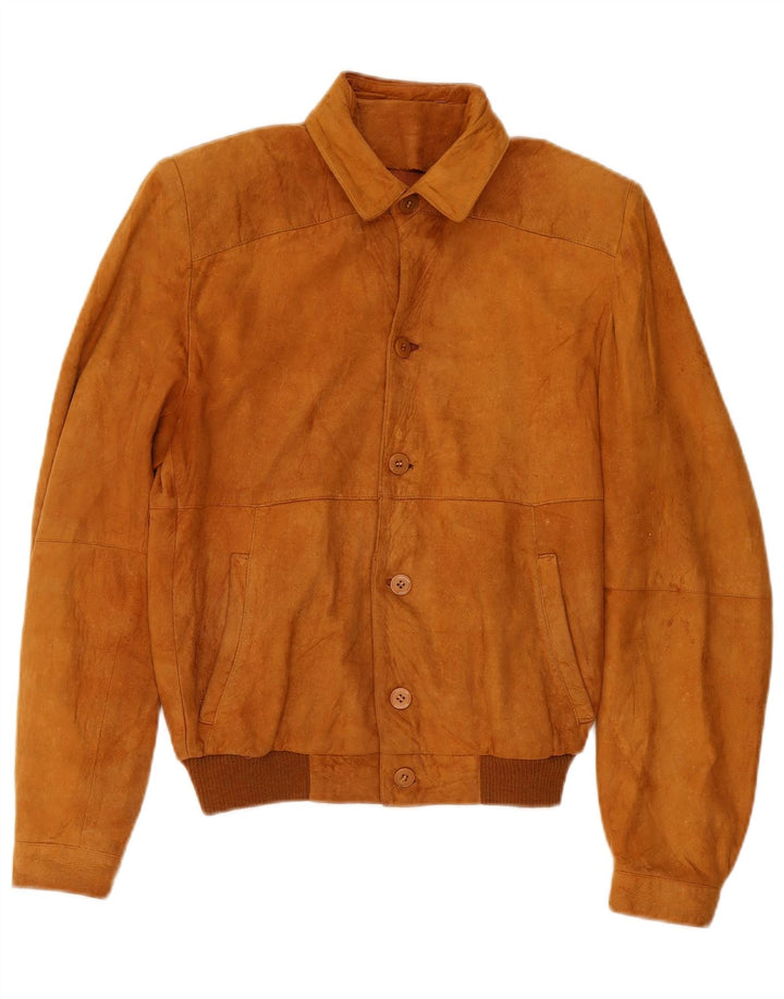 Vintage Herren Wildleder Bomberjacke IT 46 Small Beige Leder