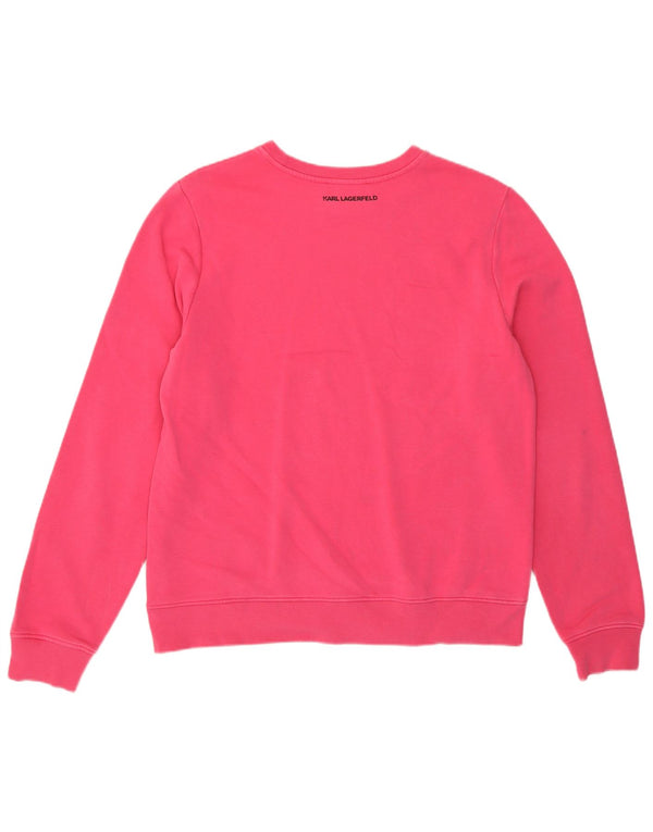 Karl Lagerfeld Damen Grafik-Sweatshirt-Pullover UK 14 Mittelrosa Baumwolle