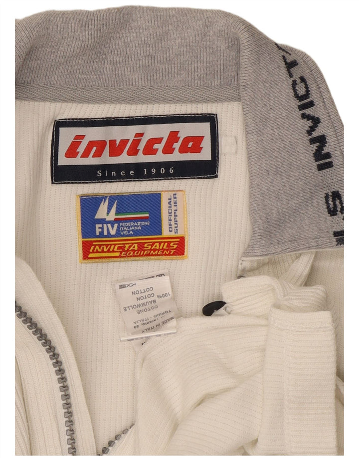 INVICTA Mens Graphic Tracksuit Top Jacket Large White Cotton