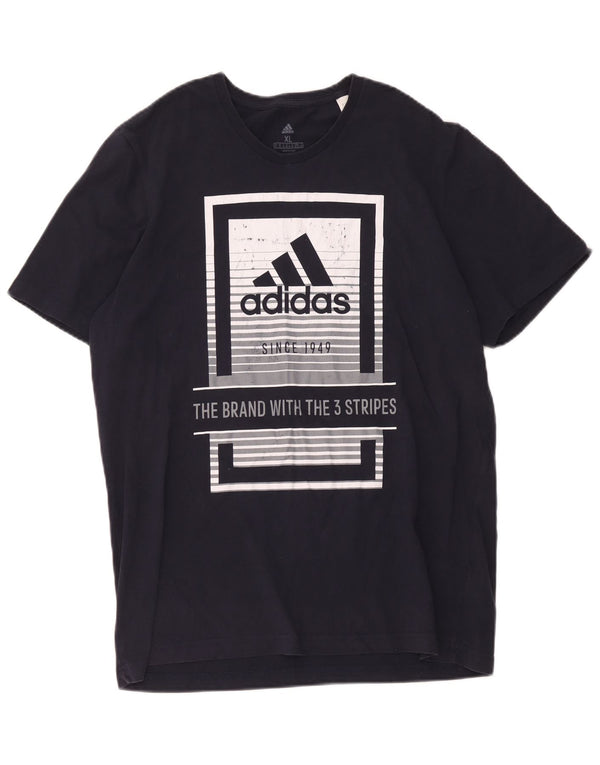 Adidas Herren Grafik T-Shirt Top XL Marineblau Baumwolle