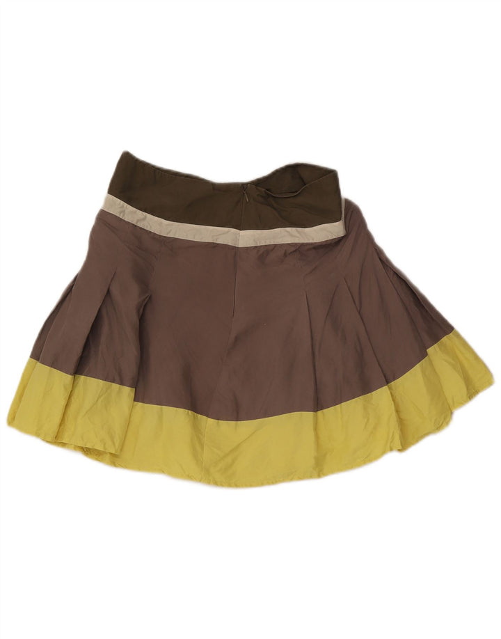 Max & Co. Damen-Tennisrock W28 Mittelbraune Colourblock-Seide