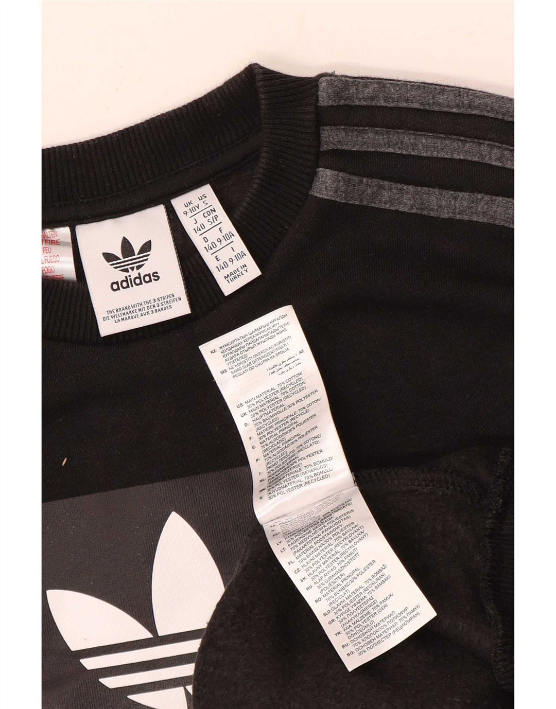 Adidas Jungen Grafik-Sweatshirt-Pullover 9–10 Jahre, schwarze Baumwolle