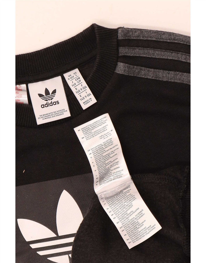 Adidas Jungen Grafik-Sweatshirt-Pullover 9–10 Jahre, schwarze Baumwolle