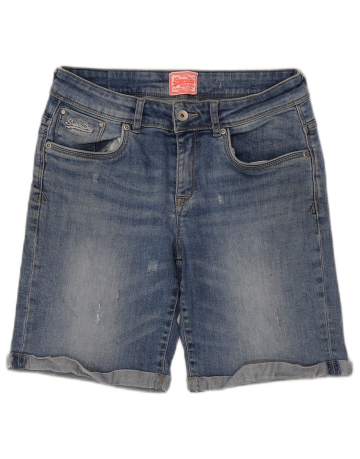 Superdry Distressed Denim Shorts W30 Mittelblaue Baumwolle für Damen