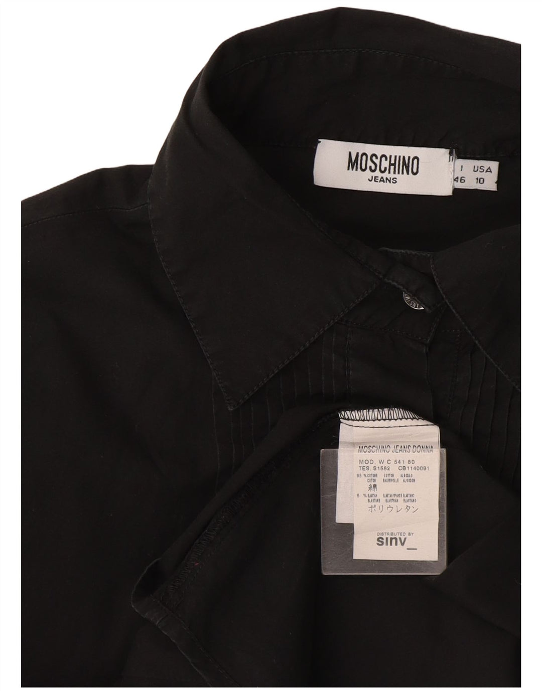 Moschino Damen-Hemd mit Rüschen vorne, IT 46, große graue Baumwolle