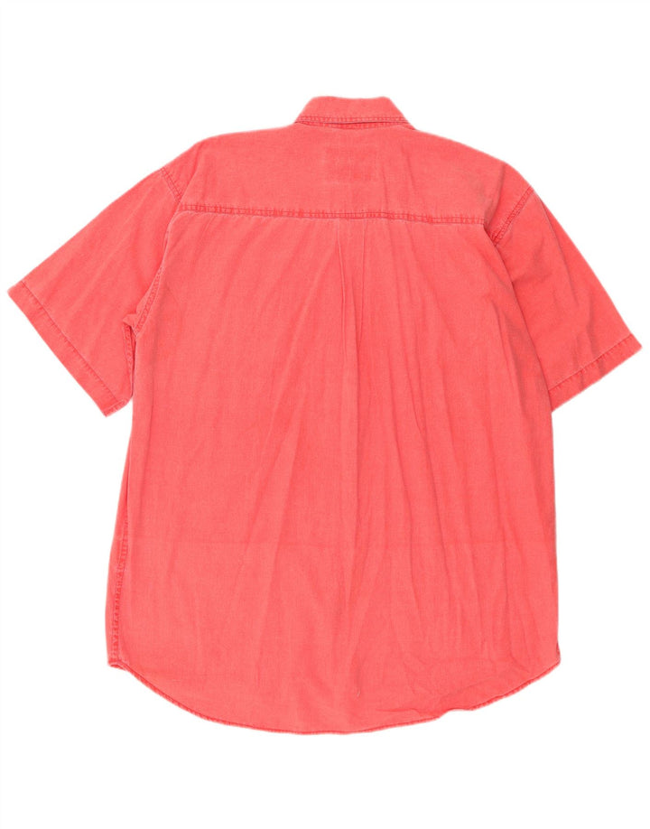 Vintage Herren-Hemd mit entspannter Passform, große rosa Baumwolle