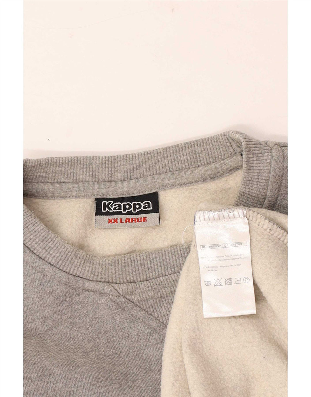 Kappa Herren Sweatshirt Pullover 2XL Grau Baumwolle