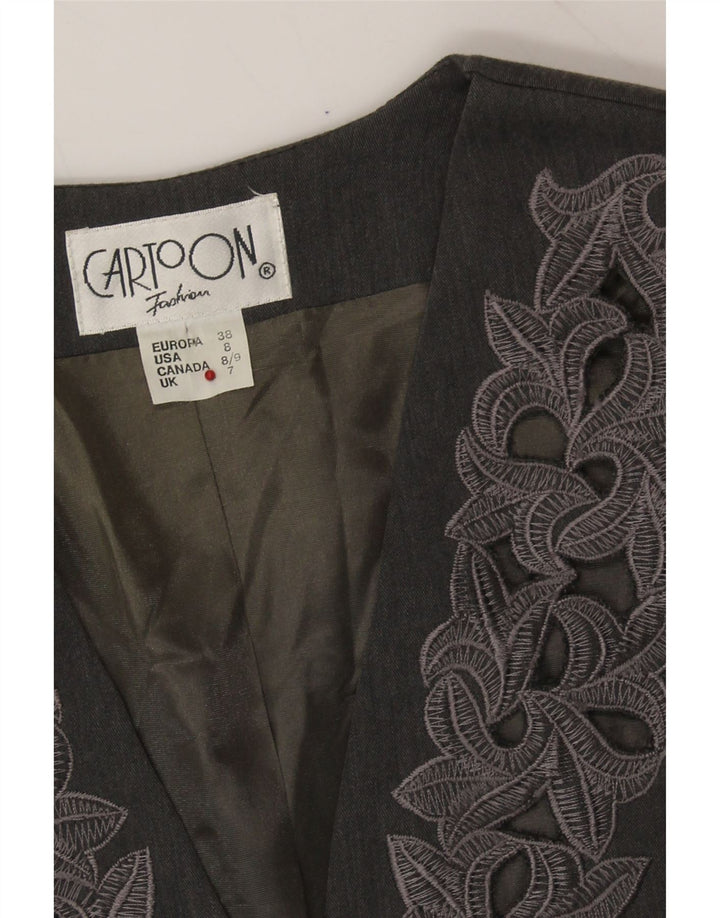 CARTOON Womens Longline 5 Button Blazer Jacket UK 12 Medium Grey Paisley Vintage Cartoon and Second-Hand Cartoon from Messina Hembry 