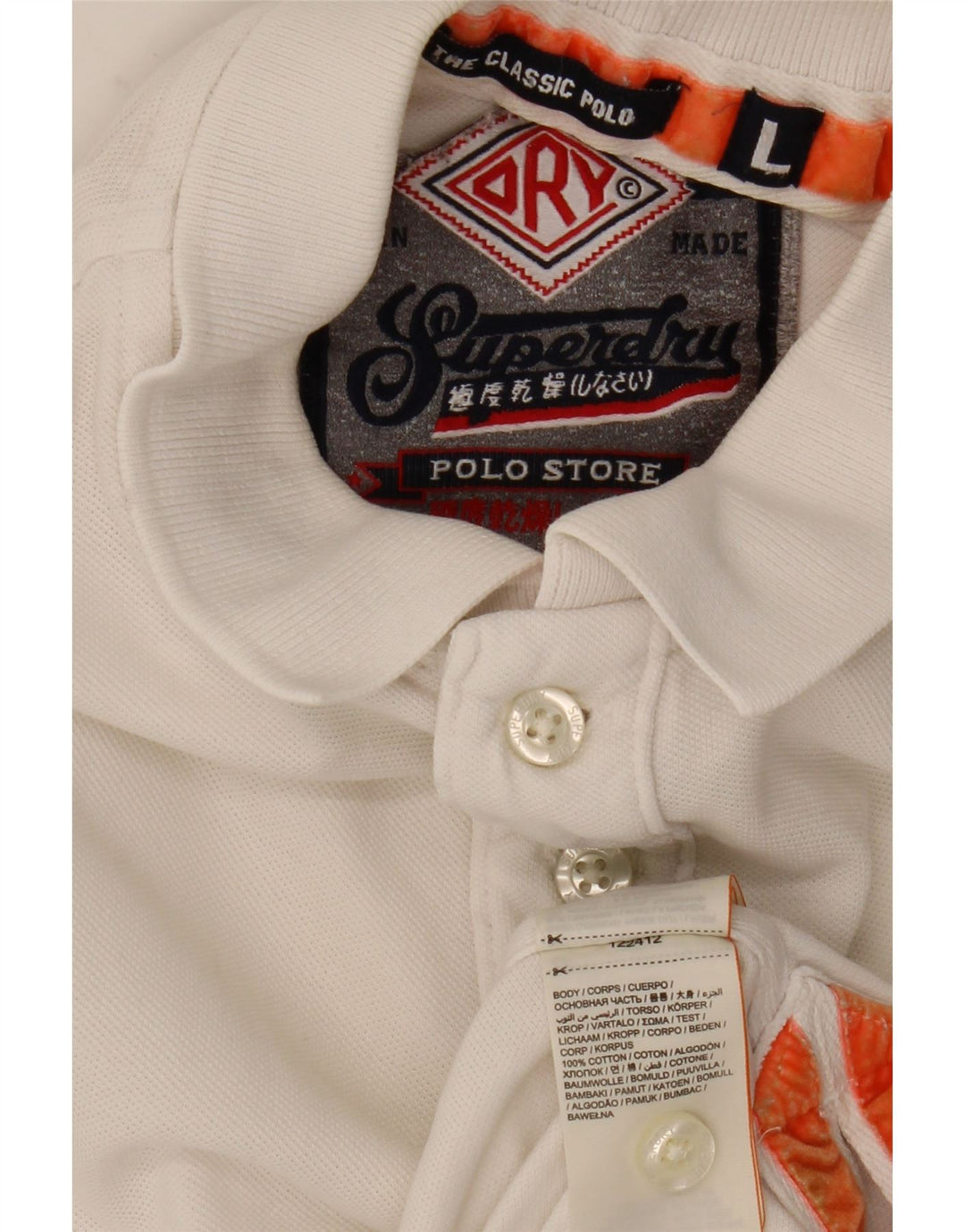 Superdry Herren-Poloshirt, große weiße Baumwolle