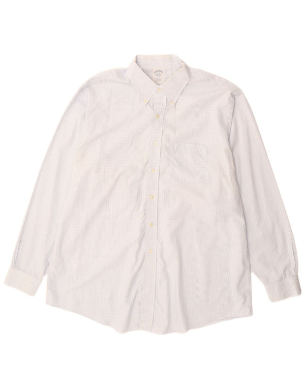 Brooks Brothers Herrenhemd, Größe 18 2XL, blau karierte Baumwolle