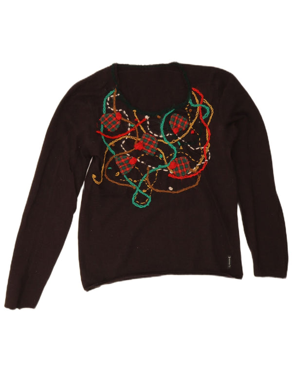 Armani Jeans Damen-Pullover mit abstraktem Muster und U-Boot-Ausschnitt, UK 10, Klein B