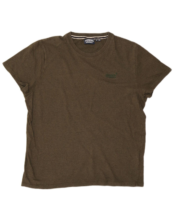Superdry Herren T-Shirt Top 2XL Khaki Baumwolle