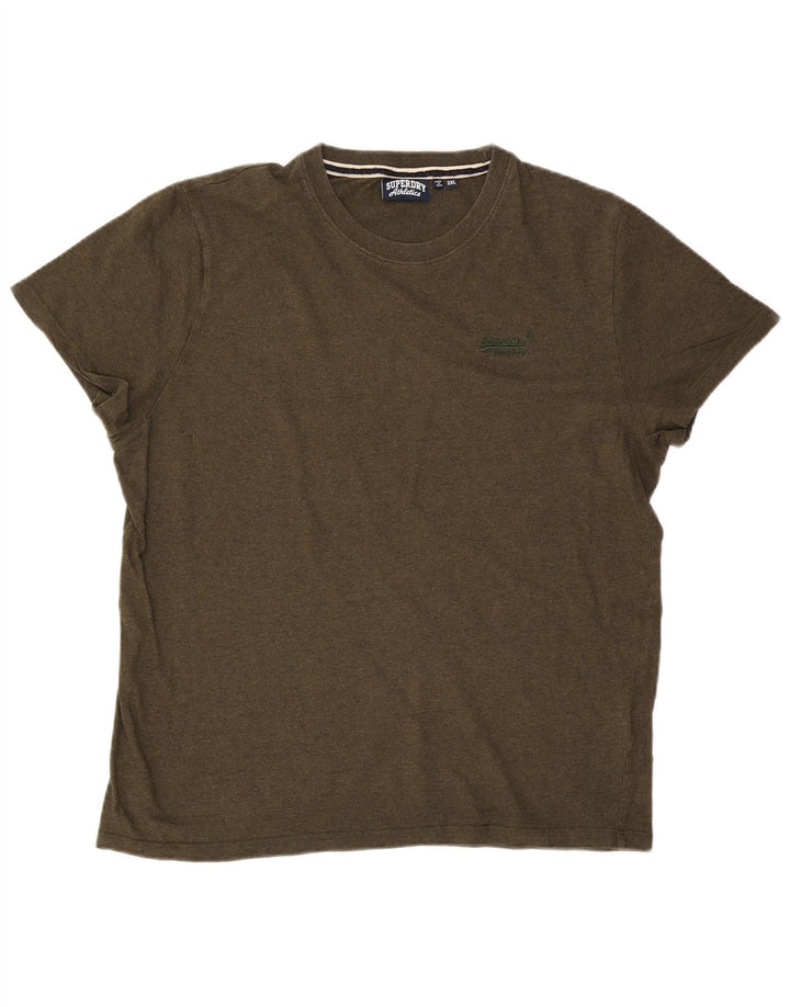 Superdry Herren T-Shirt Top 2XL Khaki Baumwolle