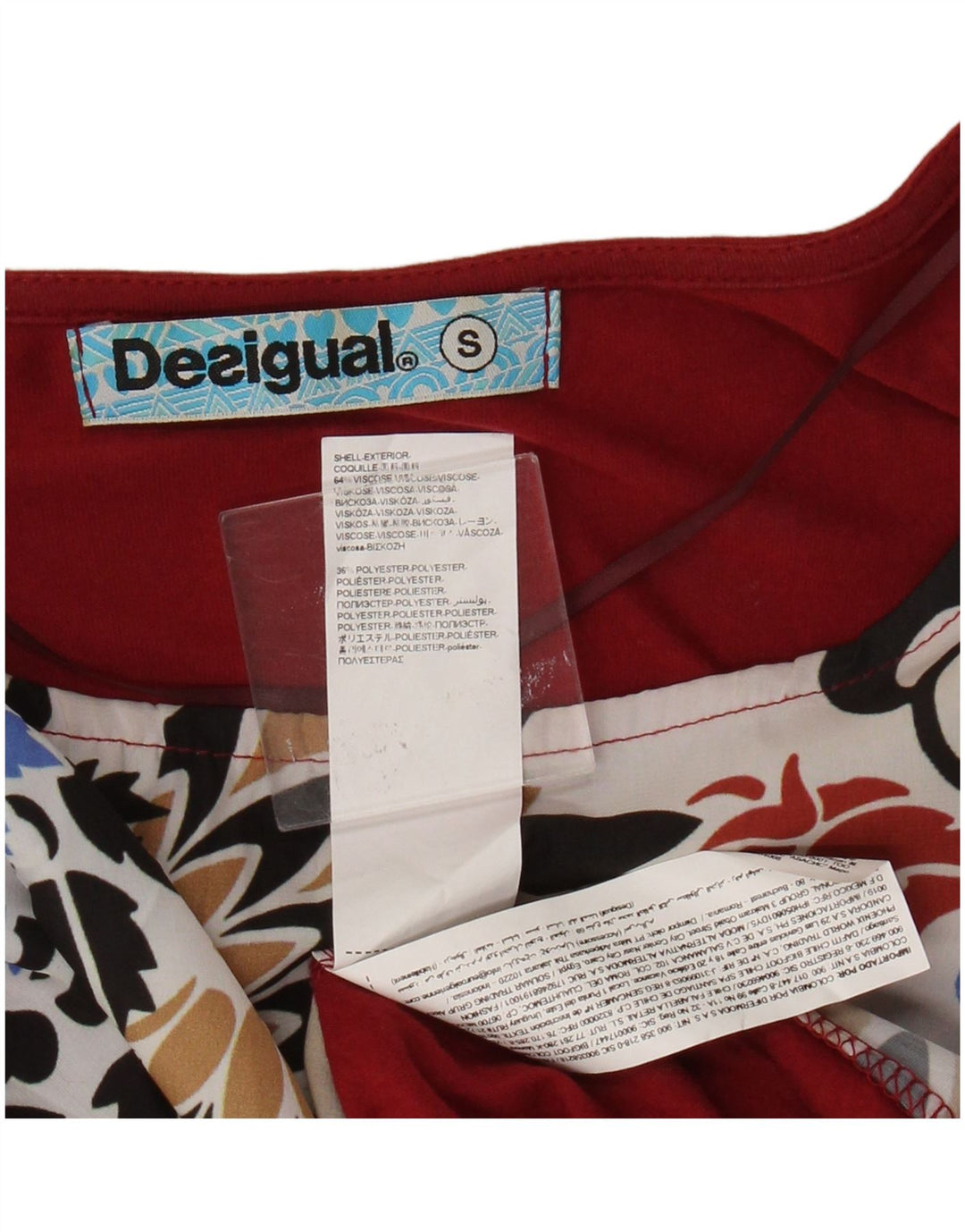 Desigual Damen Blusenoberteil UK 10 Small Red Floral Viscose