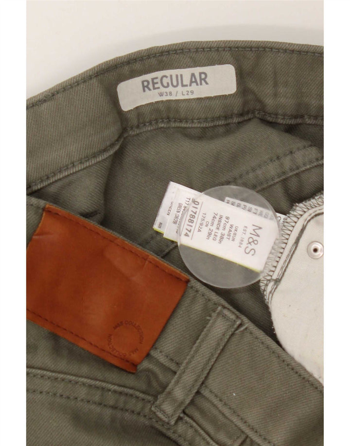 Marks & Spencer Damen Regular Straight Jeans W38 L29 Grüne Baumwolle